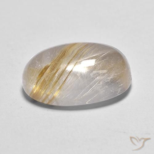 Quartz rutile Jaune terreux naturelle ovale, 3.92 ct, Transparent