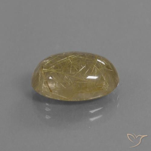 Quartz rutile Jaune terreux naturelle ovale, 7.75 ct, Transparent