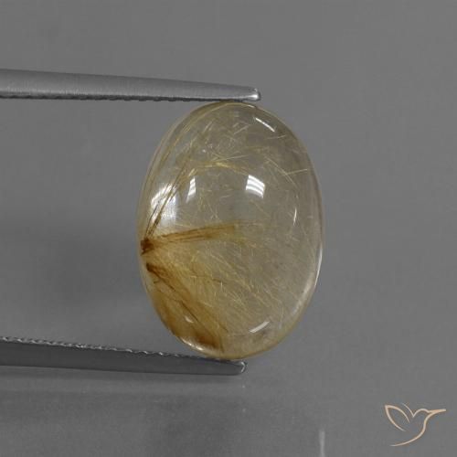 8.05ct Naturel Marron doré très clair Quartz rutile, ovale, Transparent