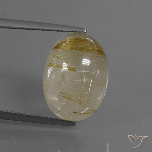 8.12ct Naturel Marron doré très clair Quartz rutile, ovale, Transparent