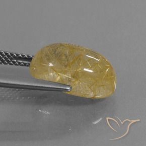 Quartz rutile Jaune terreux naturelle ovale, 5.72 ct, Transparent