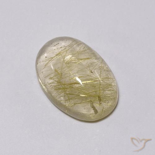Quartz rutile Jaune clair naturelle ovale, 4.97 ct, Transparent