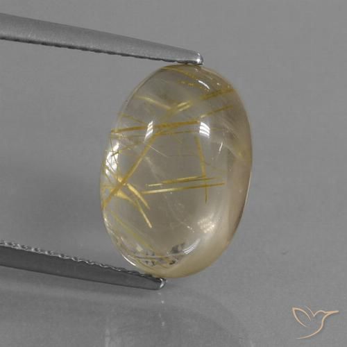 5.58ct Naturel Marron doré très clair Quartz rutile, ovale, Transparent