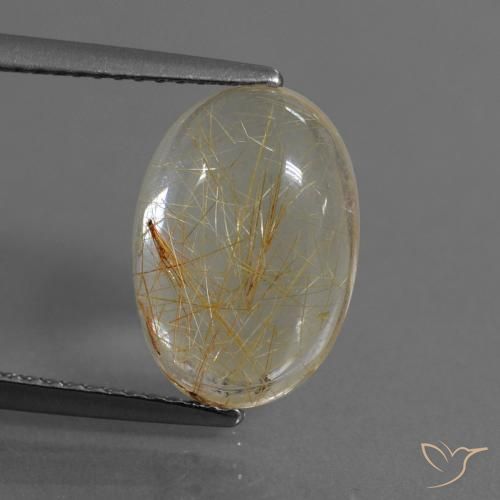 4.09ct Naturel Marron doré très clair Quartz rutile, ovale, Transparent