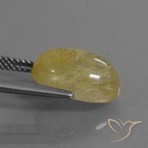 Quartz rutile Doré jaunâtre naturelle ovale, 5.47 ct, Transparent