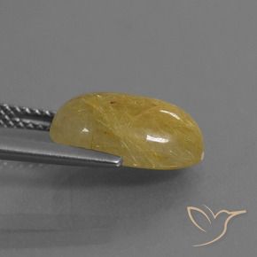 Quartz rutile Jaune doré naturelle ovale, 4.56 ct, Translucide