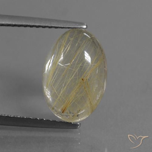 4.05ct Naturel Marron doré très clair Quartz rutile, ovale, Transparent