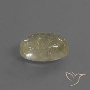 Quartz rutile Jaune terreux naturelle ovale, 4.08 ct, Transparent