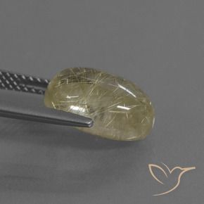 Quartz rutile Jaune terreux naturelle ovale, 4.08 ct, Transparent