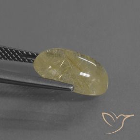 Quartz rutile Jaune clair naturelle ovale, 3.59 ct, Transparent