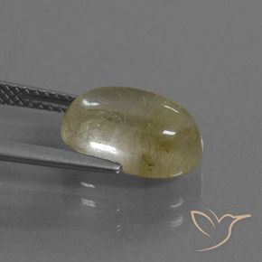 Quartz rutile Jaune clair naturelle ovale, 4.09 ct, Transparent