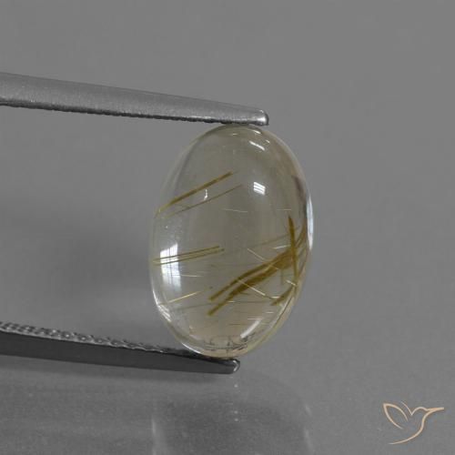 4.38ct Naturel Marron doré très clair Quartz rutile, ovale, Transparent