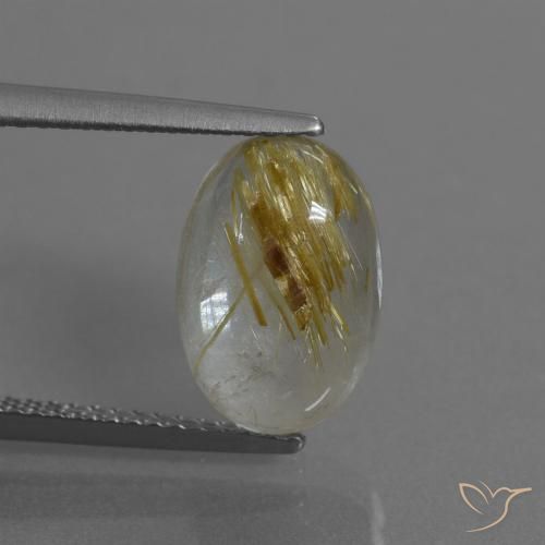 3.87ct Naturel Marron doré très clair Quartz rutile, ovale, Transparent