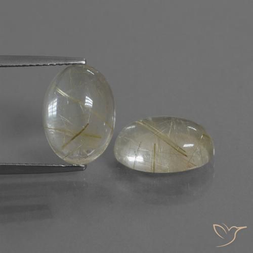 9.16ctw Naturel Jaune clair Quartz rutile, ovale, Transparent