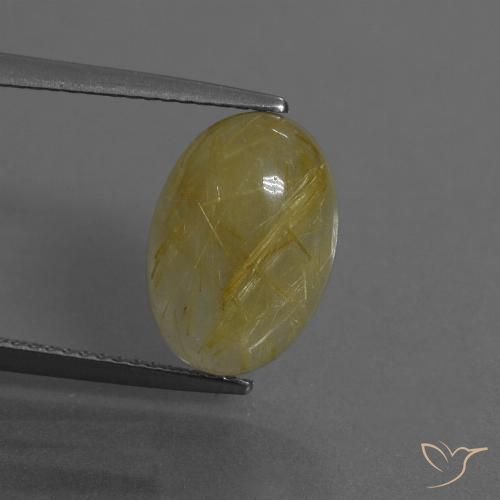 5.27ct Naturel Jaune moyen Quartz rutile, ovale, Translucide