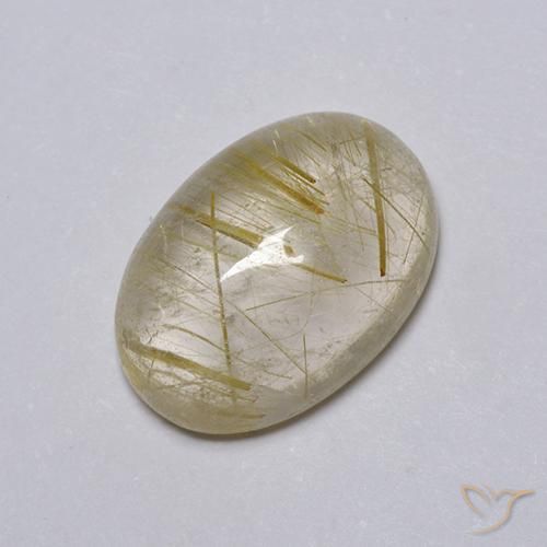 Quartz rutile Marron doré très clair naturelle ovale, 5.25 ct, Transparent