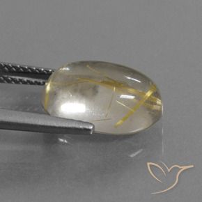 Quartz rutile Jaune clair naturelle ovale, 5.34 ct, Transparent