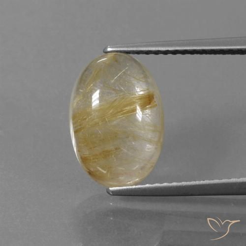 4.57ct Naturel Marron doré très clair Quartz rutile, ovale, Transparent