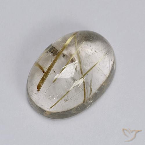 Quartz rutile Marron clair naturelle ovale, 6.44 ct, Transparent