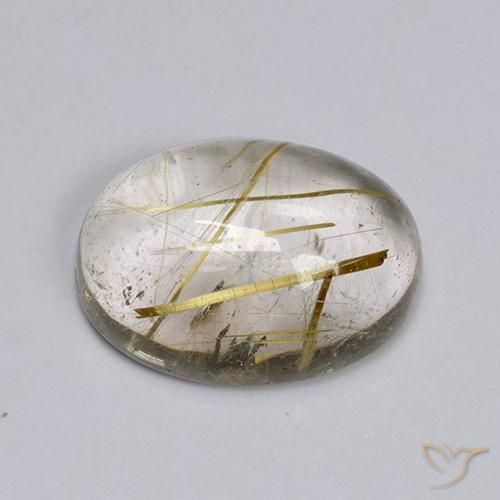 Quartz rutile Marron clair naturelle ovale, 6.44 ct, Transparent
