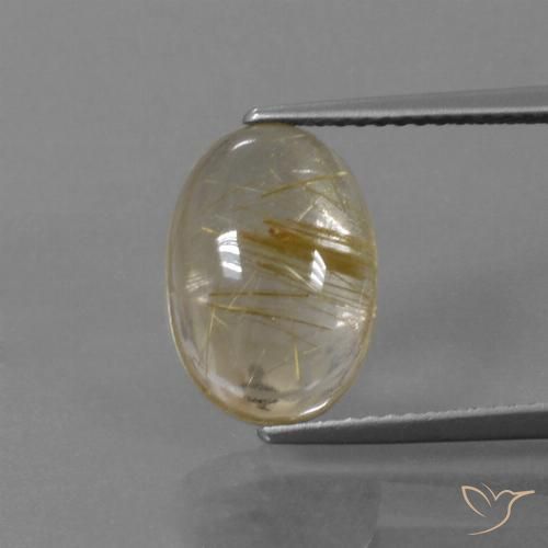 4.36ct Naturel Marron doré très clair Quartz rutile, ovale, Transparent, Photo A