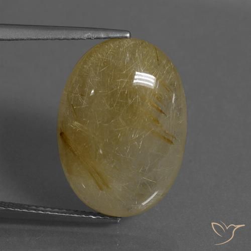 16.12ct Naturel Jaune moyen Quartz rutile, ovale, Translucide