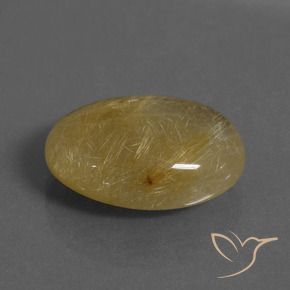 Quartz rutile Jaune moyen naturelle ovale, 16.12 ct, Translucide
