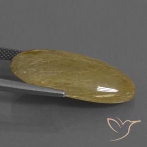 Quartz rutile Jaune moyen naturelle ovale, 12.34 ct, Translucide