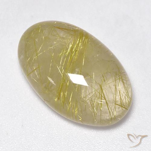 15.27ct Naturel Jaune terreux léger Quartz rutile, ovale, Translucide