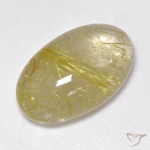 Quartz rutile Jaune terreux léger naturelle ovale, 15.27 ct, Translucide