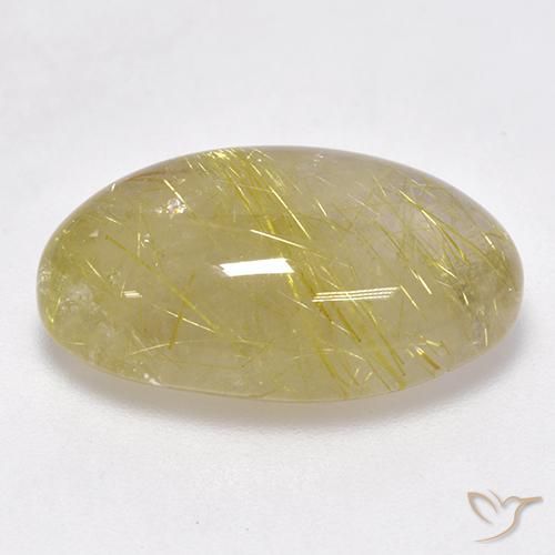 Quartz rutile Jaune terreux léger naturelle ovale, 15.27 ct, Translucide
