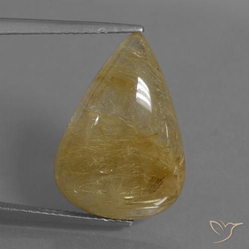 14.48ct Naturel Jaune moyen Quartz rutile, En forme de poire, Translucide