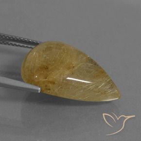 Quartz rutile Jaune moyen naturelle En forme de poire, 14.48 ct, Translucide