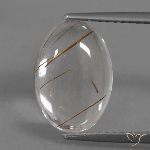 3.45ct Naturel Clair avec cuivre Quartz rutile, ovale, Transparent