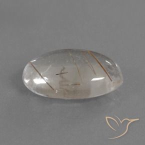 Quartz rutile Clair avec cuivre naturelle ovale, 3.45 ct, Transparent