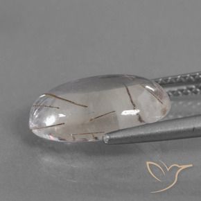 Quartz rutile Clair avec cuivre naturelle ovale, 3.45 ct, Transparent