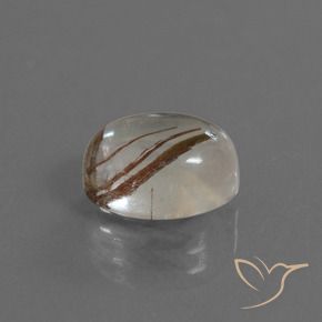 Quartz rutile Clair avec cuivre naturelle ovale, 3.48 ct, Transparent