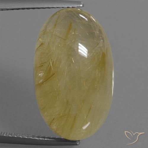 20.70ct Naturel Jaune moyen Quartz rutile, ovale, Translucide