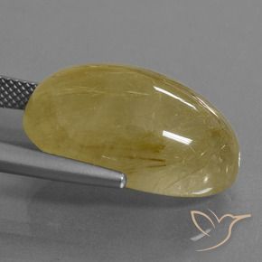 Quartz rutile Jaune moyen naturelle ovale, 20.70 ct, Translucide
