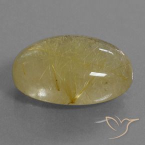 Quartz rutile Jaune clair naturelle ovale, 17.54 ct, Transparent