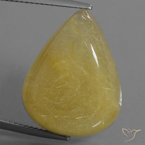 24.90ct Naturel Jaune clair Quartz rutile, En forme de poire, Translucide