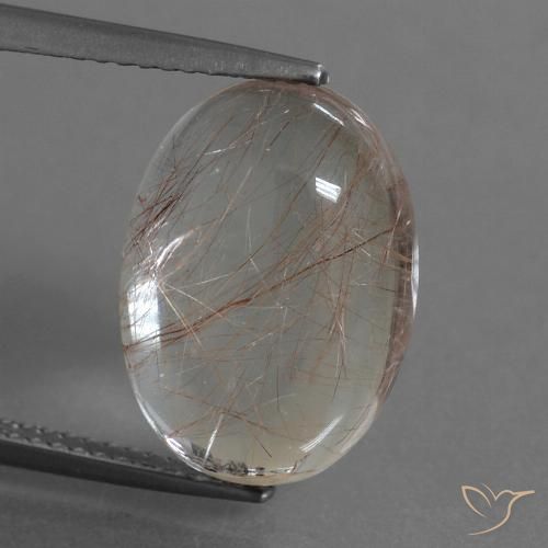 8.28ct Naturel Clair avec cuivre Quartz rutile, ovale, Transparent, Photo A