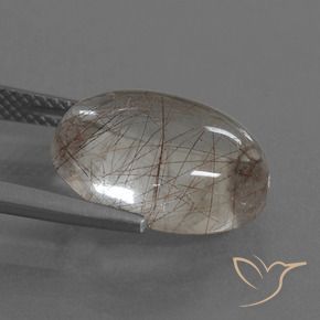 Quartz rutile Clair avec cuivre naturelle ovale, 8.10 ct, Transparent