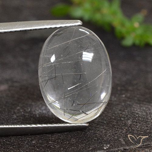 8.50ct Naturel Clair avec noir Quartz rutile, ovale, Transparent