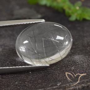 Quartz rutile Clair avec noir naturelle ovale, 8.50 ct, Transparent