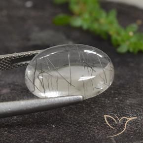 Quartz rutile Clair avec noir naturelle ovale, 8.50 ct, Transparent