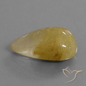 Quartz rutile Jaune terreux naturelle En forme de poire, 22.73 ct, Translucide