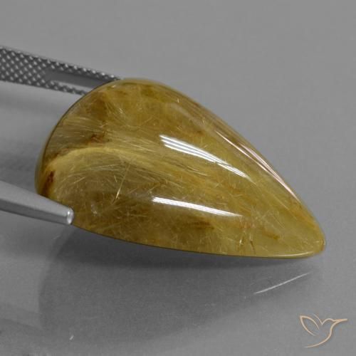 Quartz rutile Jaune terreux naturelle En forme de poire, 25.66 ct, Translucide