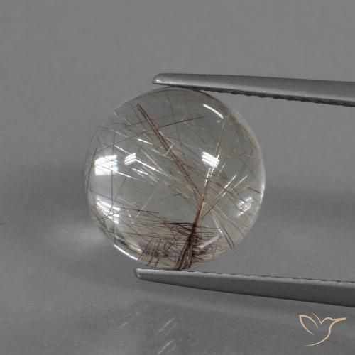 Quartz Rutile Marron clair naturelle Coupe roude, 5.09 ct, Transparent