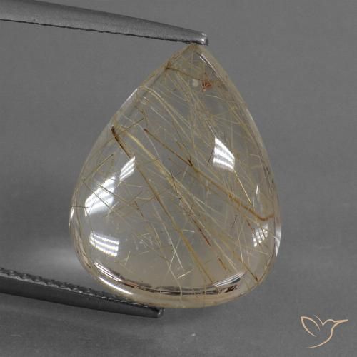 10.54ct Naturel Marron clair Quartz rutile, En forme de poire, Transparent